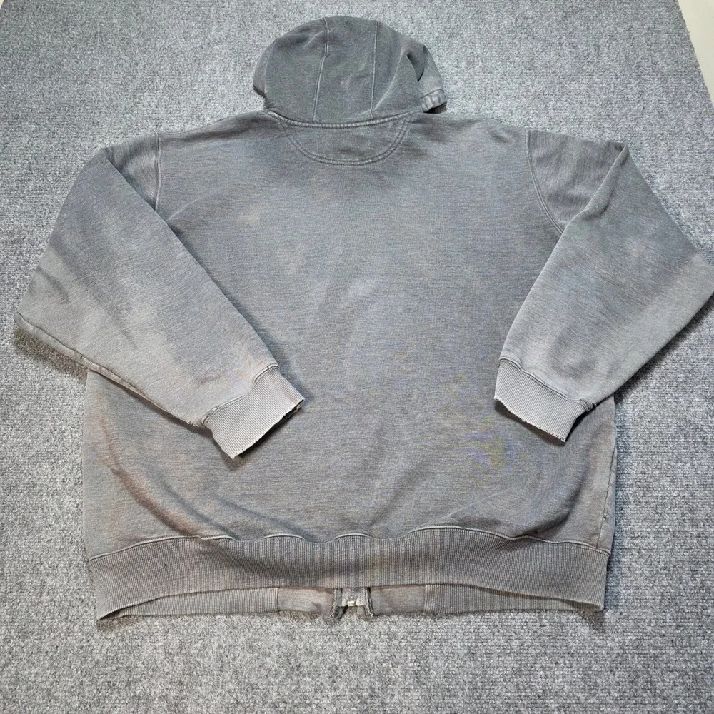Vintage Carhartt Zip Up Hoodie Grey XL Tall‎ Distressed Sun Faded Workwear Mens